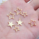 50Pcs/Lot Brass Tiny Star Charm Open Stars Pendant For DIY Jewelry Making