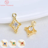 10PCS 6x10MM 24K Plated Brass Zircon Pendants Charms DIY Jewelry Findings