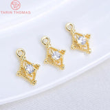 10PCS 6x10MM 24K Plated Brass Zircon Pendants Charms DIY Jewelry Findings