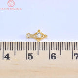 10PCS 6x10MM 24K Plated Brass Zircon Pendants Charms DIY Jewelry Findings