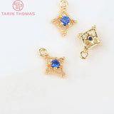 10PCS 6x10MM 24K Plated Brass Zircon Pendants Charms DIY Jewelry Findings