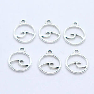 60pcs Tibetan Silver Wave Charms Round Pendants 12x14mm DIY Jewelry Findings