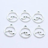 60pcs Tibetan Silver Wave Charms Round Pendants 12x14mm DIY Jewelry Findings