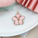 10pcs Enamel Sakura Flower Charms for Jewelry Making DIY Accessories