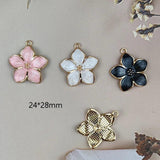 10pcs Enamel Sakura Flower Charms for Jewelry Making DIY Accessories