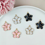 10pcs Enamel Sakura Flower Charms for Jewelry Making DIY Accessories