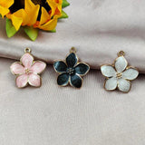 10pcs Enamel Sakura Flower Charms for Jewelry Making DIY Accessories