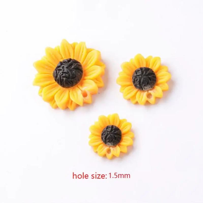 30pcs Sunflower & Daisy Charms Pendant Resin Flatback Cabochons DIY Jewelry