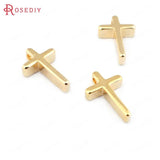 20PCS 13x8MM 24K Brass Small Cross Charms Pendants