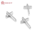 20PCS 13x8MM 24K Brass Small Cross Charms Pendants