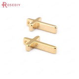 20PCS 13x8MM 24K Brass Small Cross Charms Pendants