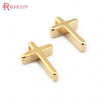20PCS 13x8MM 24K Brass Small Cross Charms Pendants
