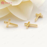 20PCS 13x8MM 24K Brass Small Cross Charms Pendants