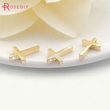 20PCS 13x8MM 24K Brass Small Cross Charms Pendants