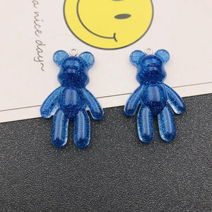 10pcs Glitter Jelly Bear Charm Pendant for DIY Making