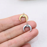 5pcs Stainless Steel High Horn Stones Charms Pendant DIY Necklace Earrings Brace