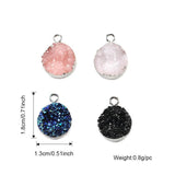 10PCS Round Resin Druzy Charm DIY Earring Necklace Making Silver Pendant