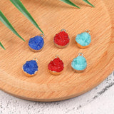 10PCS Round Resin Druzy Charm DIY Earring Necklace Making Silver Pendant