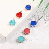 10PCS Round Resin Druzy Charm DIY Earring Necklace Making Silver Pendant