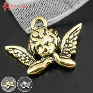 50PCS Antique Zinc Alloy Angel Charms Pendants Jewelry Findings