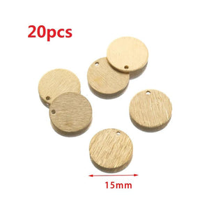 20Pcs Raw Brass Flat Round Charms 15mm Circle Pendants