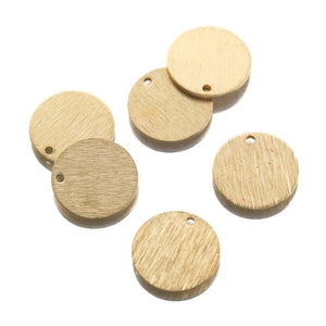20Pcs Raw Brass Flat Round Charms 15mm Circle Pendants