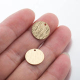 20Pcs Raw Brass Flat Round Charms 15mm Circle Pendants