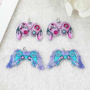 10Pcs Pastel Goth Skeleton Hands Controller Charms Acrylic Game Pendant