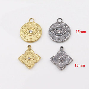 5pcs 15mm Stainless Steel Devil Eye Star Charms Pendant DIY Jewelry 2 Colors