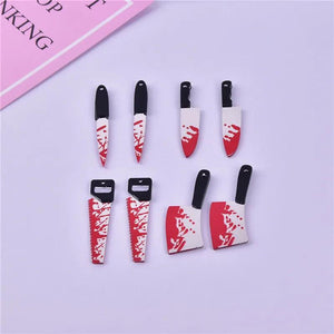 10pcs Bloody Saw Dagger Halloween Charms for DIY Earring Keychain Jewelry