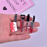 10pcs Bloody Saw Dagger Halloween Charms for DIY Earring Keychain Jewelry