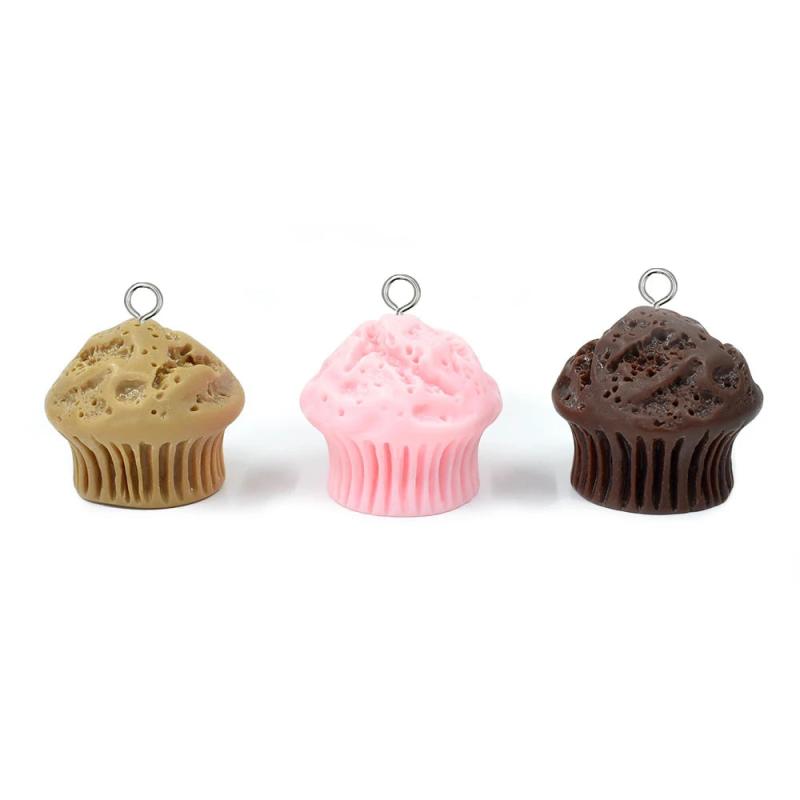 10pcs 3D Mini Cupcake Resin Charms for DIY Jewelry Making