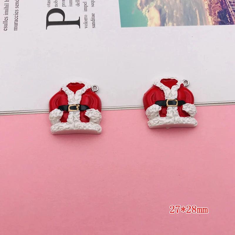 10pcs Resin Christmas Hat Pendant for DIY Earring Scrapbooking Necklace