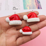 10pcs Resin Christmas Hat Pendant for DIY Earring Scrapbooking Necklace