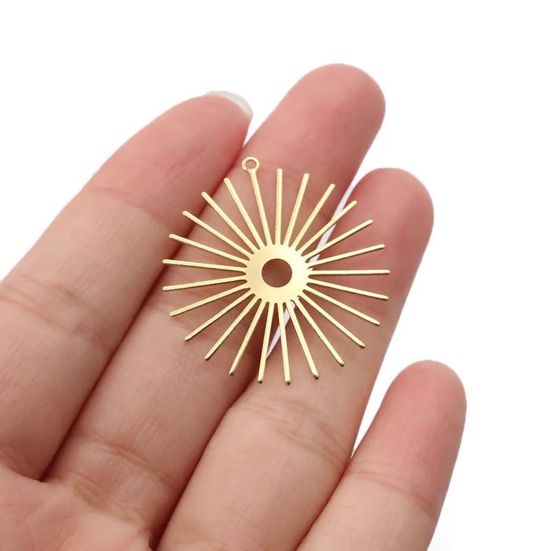 10pcs Brass Sun Flower Charms for DIY Jewelry Making