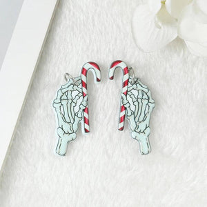 10Pcs Christmas Charms Spooky Skull Hand Snake Champagne Holiday Pendant