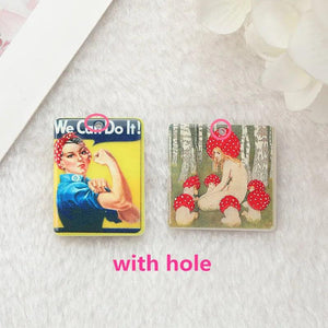 10Pcs Magic Mushroom Girl Charms Acrylic DIY Jewelry Findings Earring Pendant