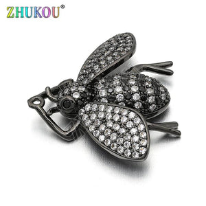 Brass Micro Pave Cubic Zirconia Beetles Charm Pendant DIY Jewelry Findings