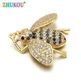Brass Micro Pave Cubic Zirconia Beetles Charm Pendant DIY Jewelry Findings