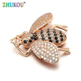 Brass Micro Pave Cubic Zirconia Beetles Charm Pendant DIY Jewelry Findings