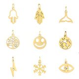 5pcs Snowflake & Smiley Stainless Steel Charms for DIY Jewelry Making