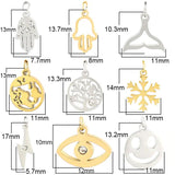 5pcs Snowflake & Smiley Stainless Steel Charms for DIY Jewelry Making