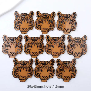 10pcs Acrylic Rugby Caps Elephant Tiger Dog Print Charms Pendant DIY Jewelry