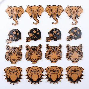 10pcs Acrylic Rugby Caps Elephant Tiger Dog Print Charms Pendant DIY Jewelry