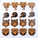10pcs Acrylic Rugby Caps Elephant Tiger Dog Print Charms Pendant DIY Jewelry