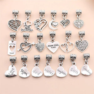 20Pcs Vintage Heart Pendant Charms for Bracelets Necklace Jewelry Making