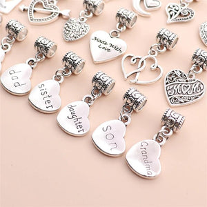 20Pcs Vintage Heart Pendant Charms for Bracelets Necklace Jewelry Making