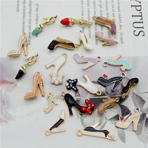 20PCS Enamel High Heel Charms Mixed Women Shoes Alloy Jewelry Making