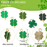 60 Pcs Mixed Charms Lucky Irish Four Leaf Clover Red Green Colorful Pendants