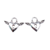 20pcs Heart Wing Charms Antique Silver Alloy Charms Pendant
